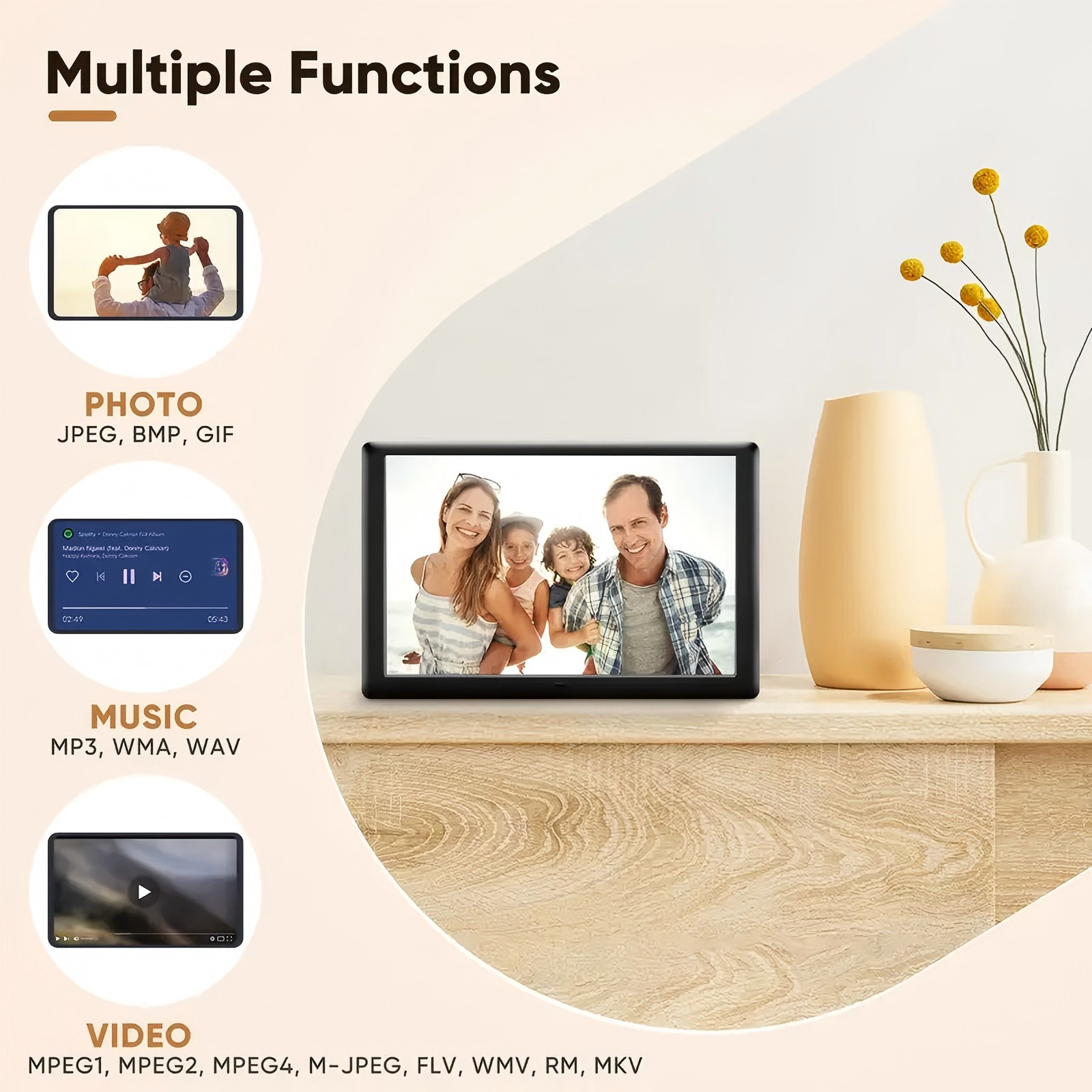 10.1 Inch Digital Photo Picture Frame 1280x800 IPS Display With Music Video — image 7