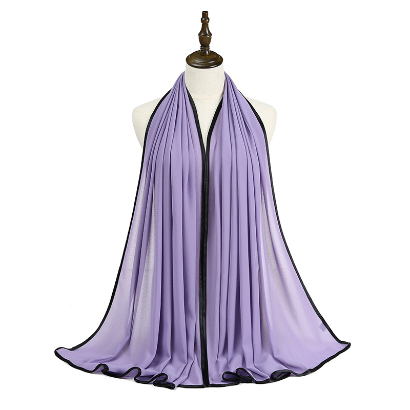 Lady's Pearl Chiffon Wrapped Fringe Scarf