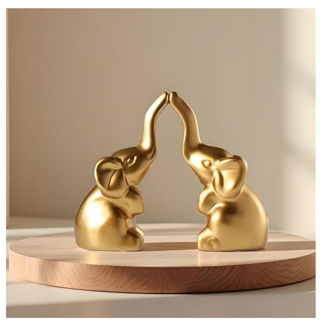 Gold Ceramic Elephant Figurines, picture 2 of 3