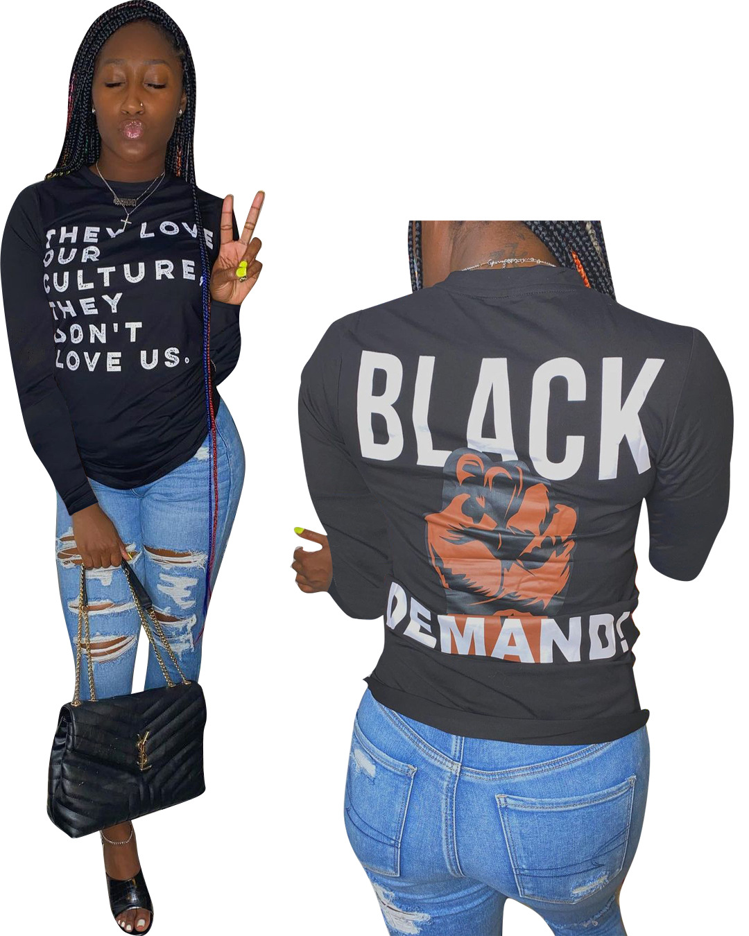 European And American Fashion Casual Alphabet Print Top