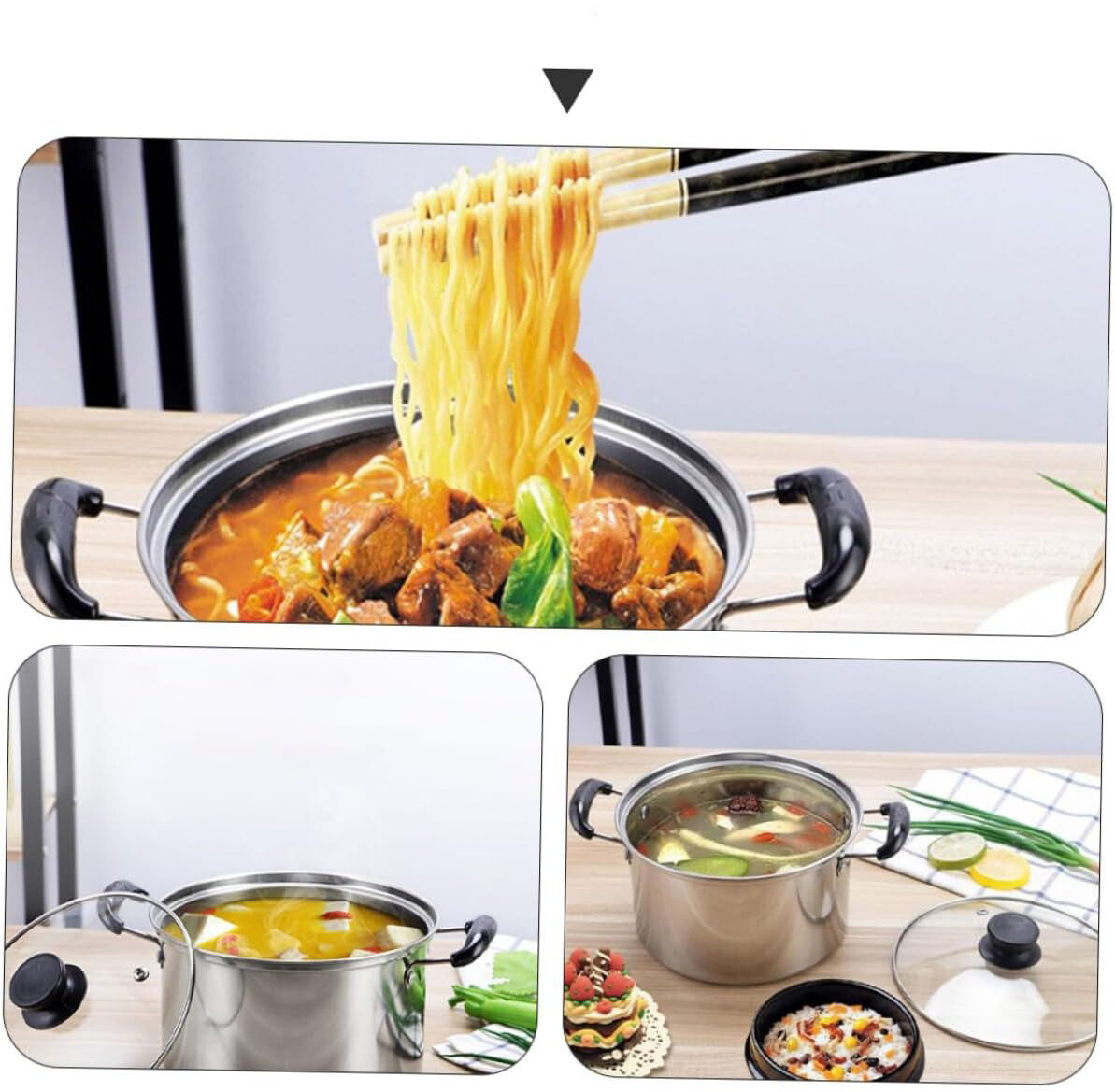 5PCS Induction Non Stick Stainless Steel Healthy Cookware Cooking Pot Stockpot — image 12