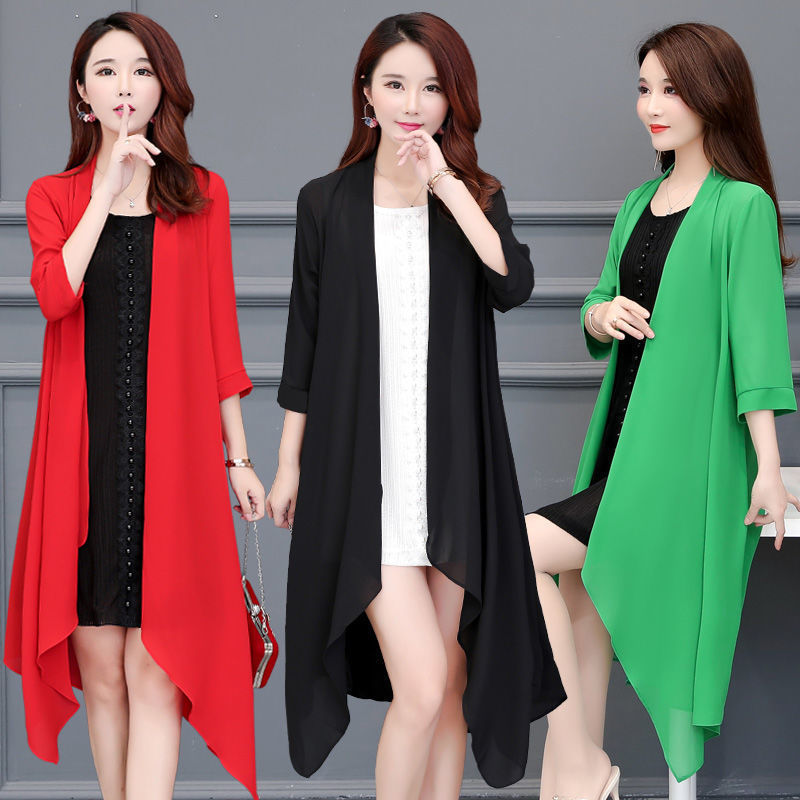 Title 3, Summer Chiffon Shirt Mid-length Ultra-thin Coat