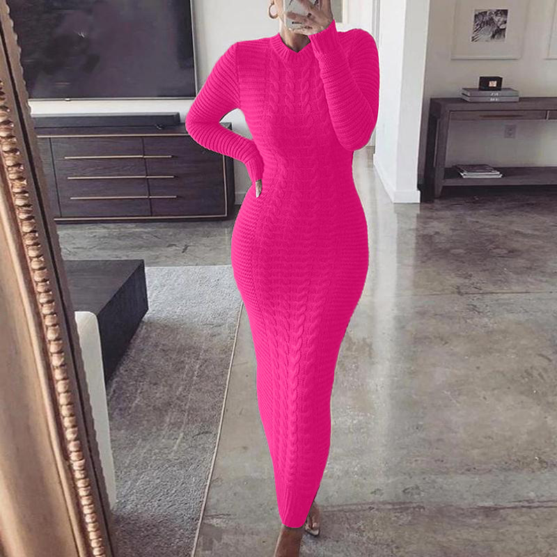 Knitted long sleeve dress