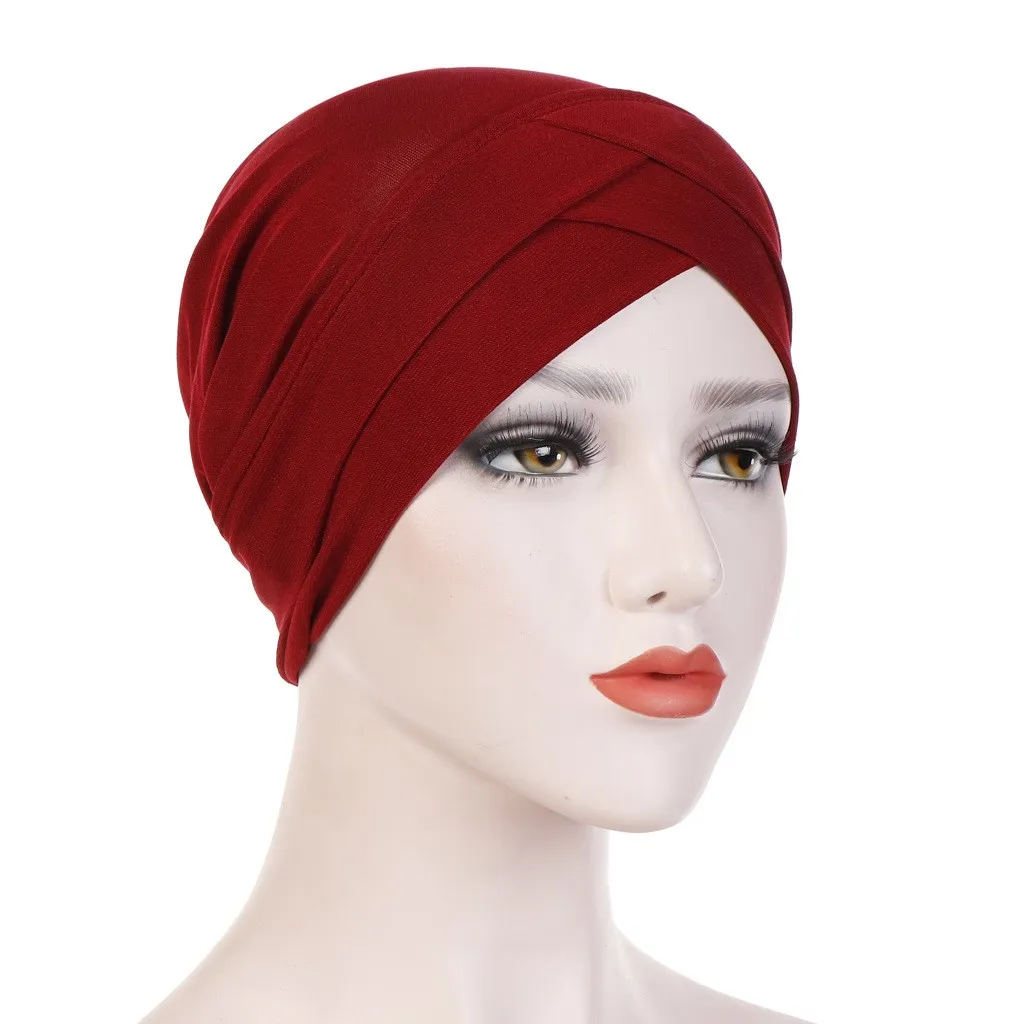 Sun Protection Home Mom Cap Hood Set Wrap Head Hat - Wine Red