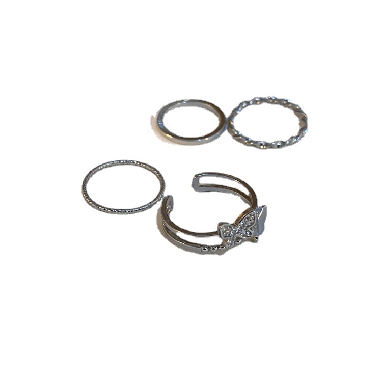 Four-piece Female Super Fairy Micro-inlaid Butterfly Ring