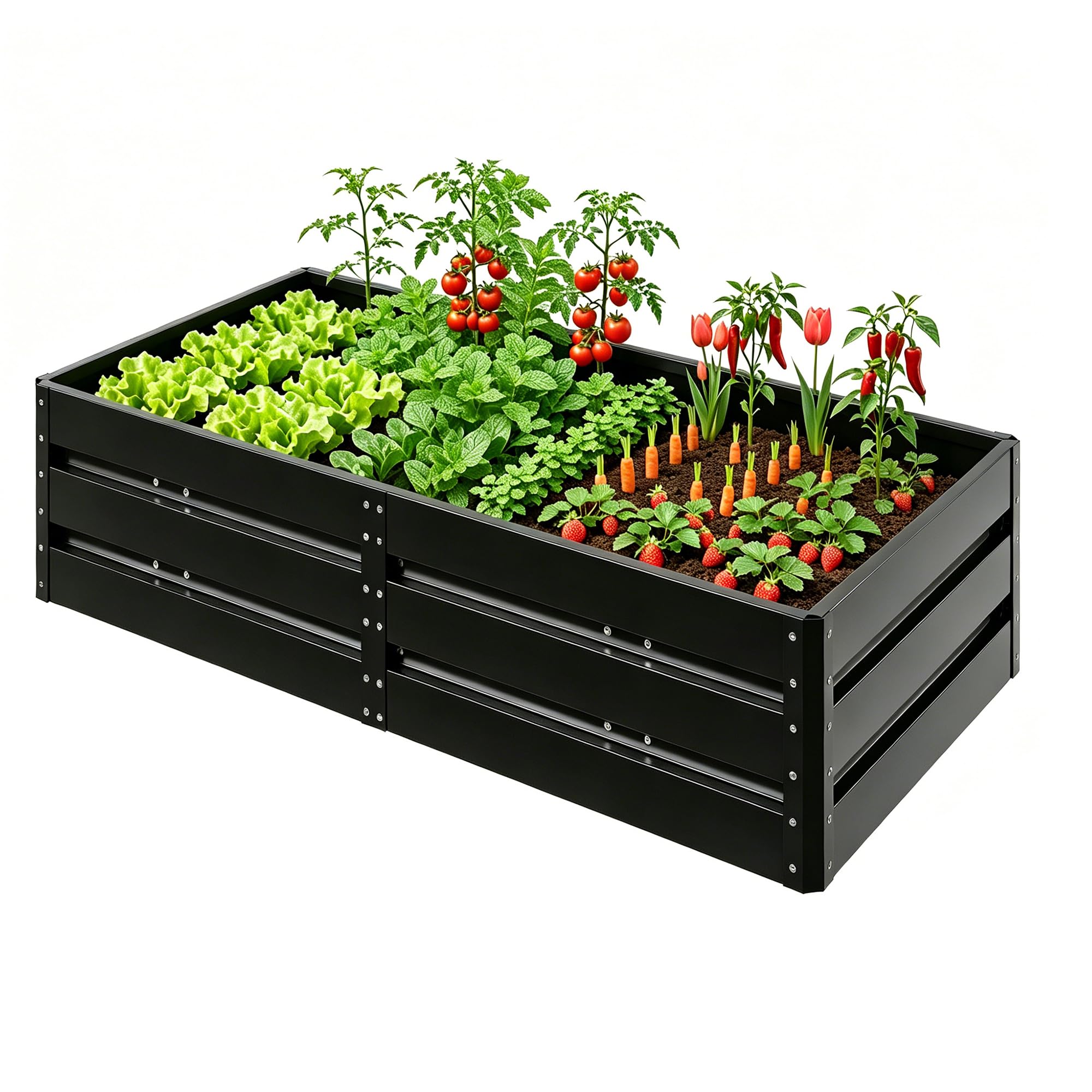 Outdoor Metal Raised Garden Bed With 6 Support Poles,Large Deep Root Box Planter For Vegetables Flowers Herbs,207 Gallon, 6.3x3.1x1.5ft