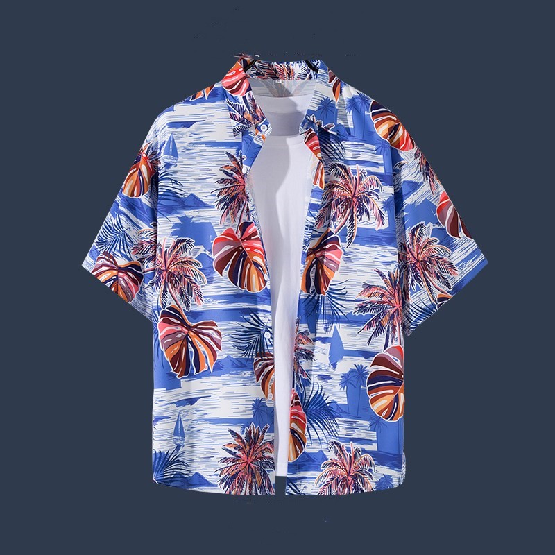 Title 7, Hawaiian Beach Flower Shirt Short Sleeve Mens ...