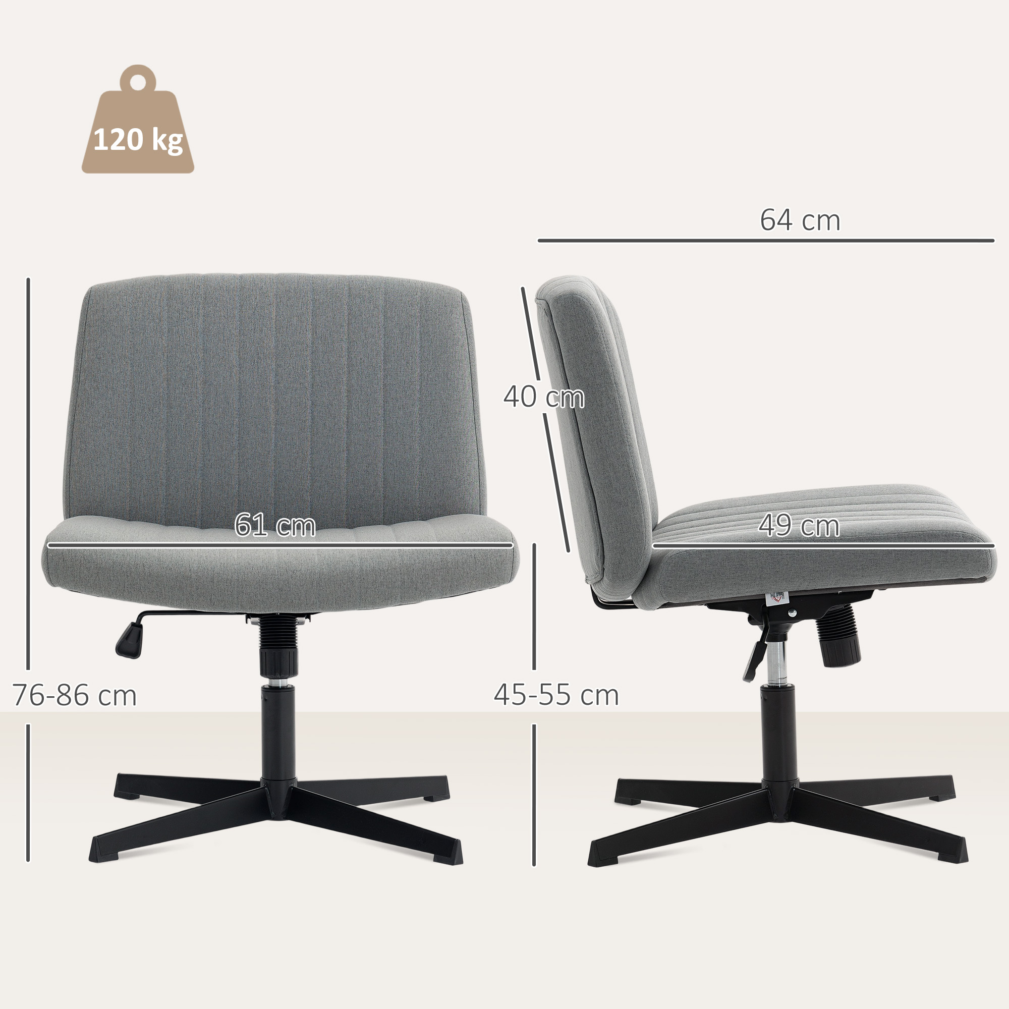 Armless And Wheelless Office Chair, Made Of Linen Fabric, Cross Leg Design — image 3