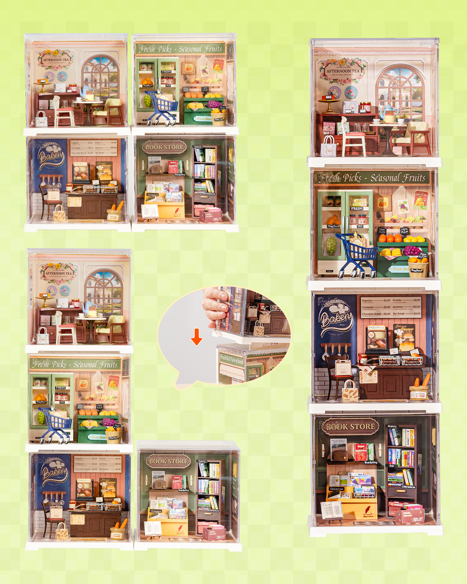 Rolife Super Creative DIY Plastic Mini House Set - 3D Puzzle With Dust Cover, Compatible With Mini Figures, Multiple Themes Available, Home Decor, Teen And Adult Gift