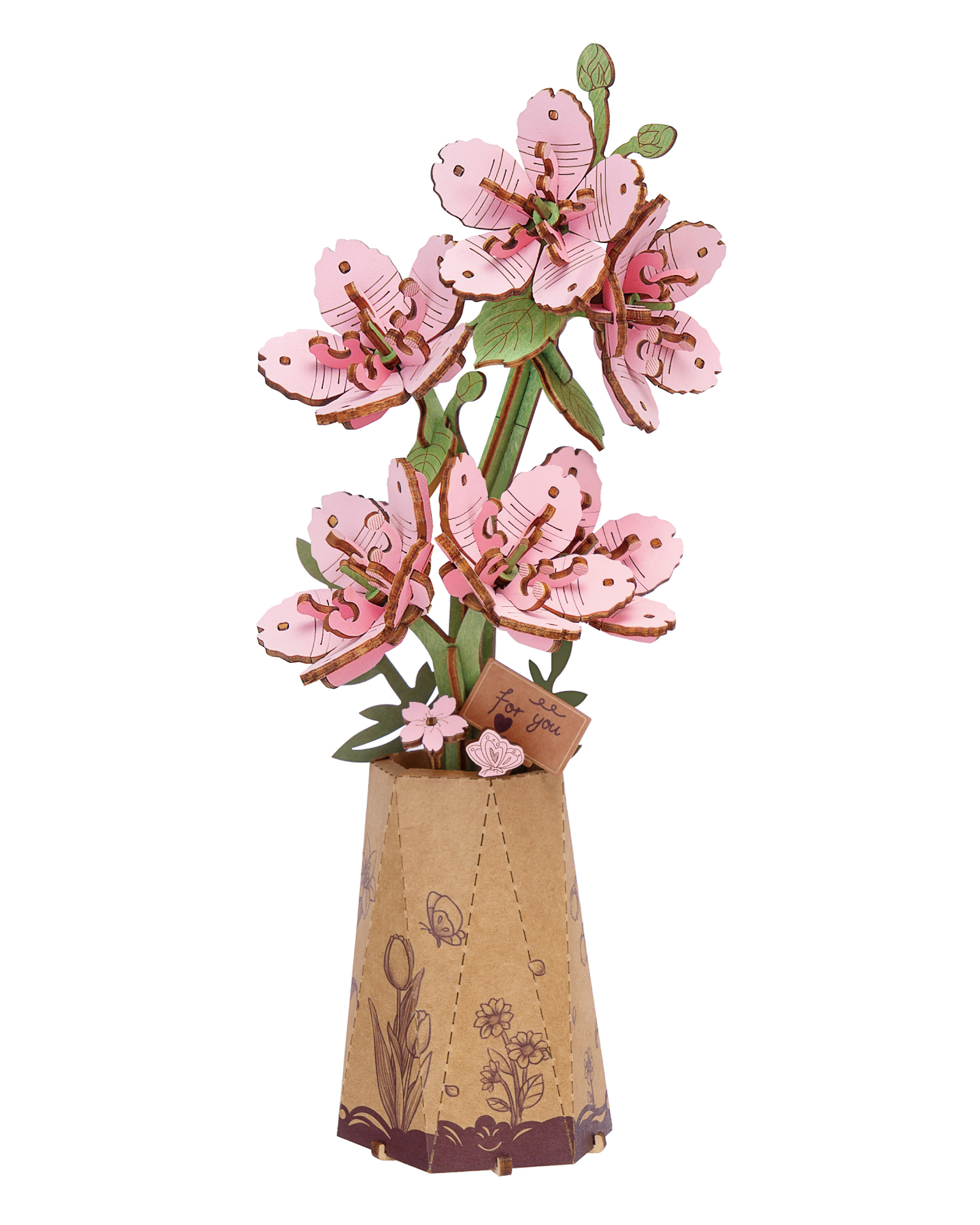 Rowood 3D Wooden Rose Bouquet - DIY Adjustable Flower Model Kit, No Glue Required, Suitable For Adults' Home And Table Decorations, Suitable For Adults And Teens, A Valentine's Day Gift For Women