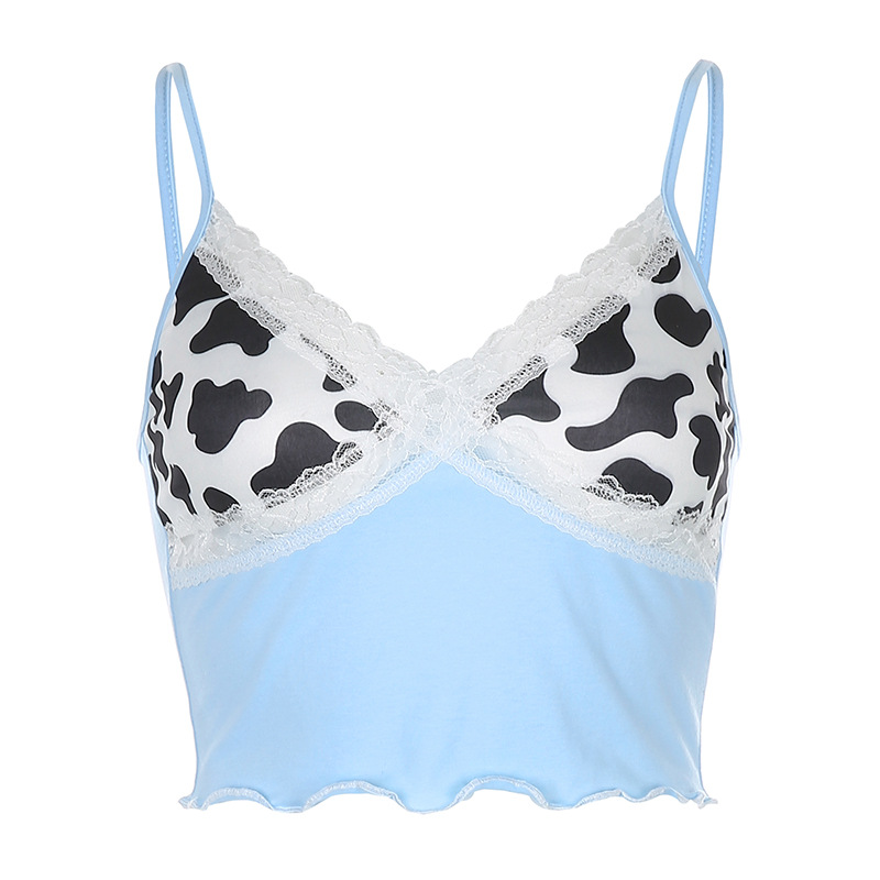 Title 5, Stitching cow pattern V-neck camisole women