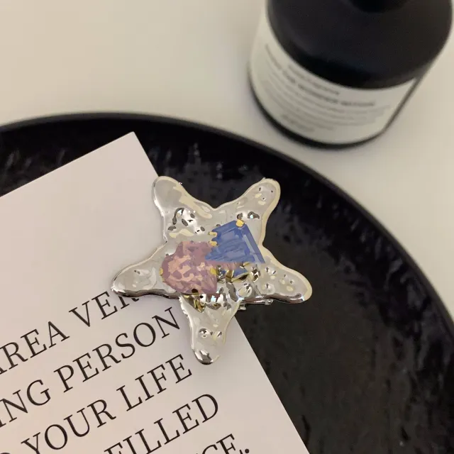 Colorful Rhinestone Five pointed Star Duckbill Clip Retro Powder Blue - Shop at LoveMi
