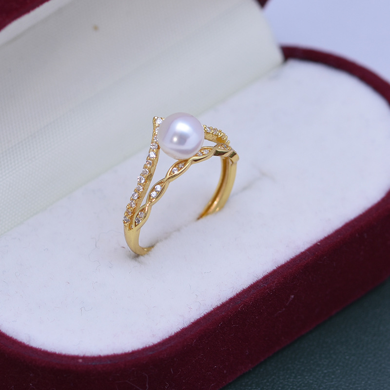 Title 4, Freshwater Pearl Perfect Circle White Ring S925...