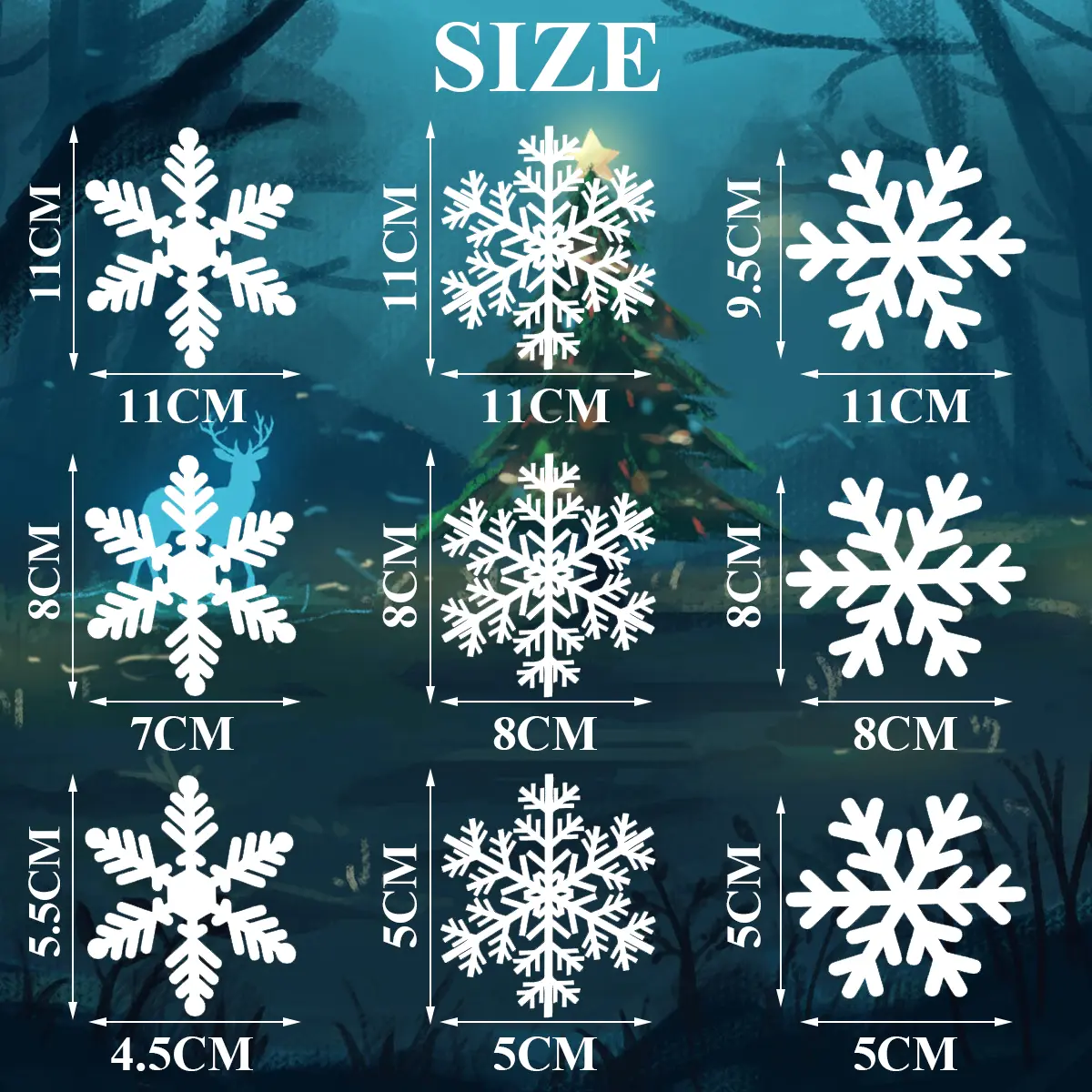 5 Sheets White Snowflake Static Sticker