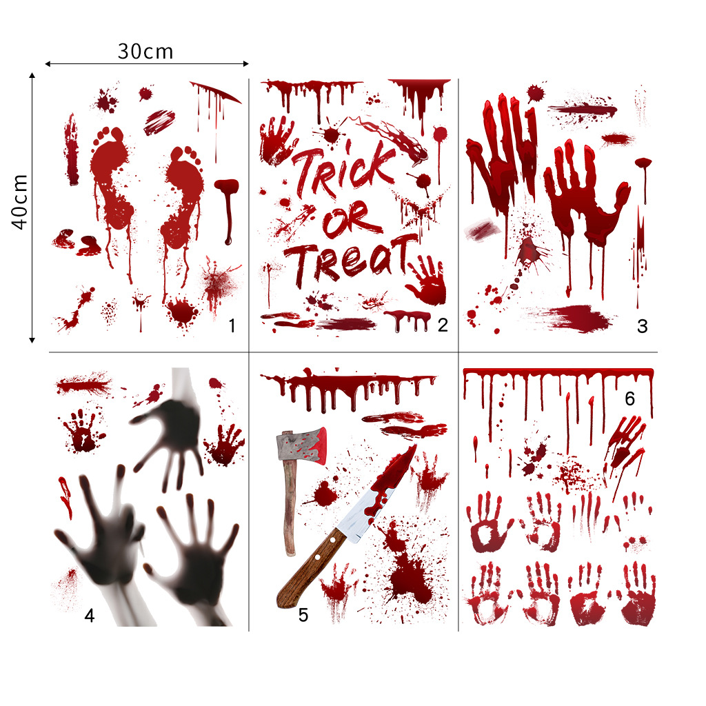 PVC Horror Halloween Wall Sticker (1Style-6PCS)