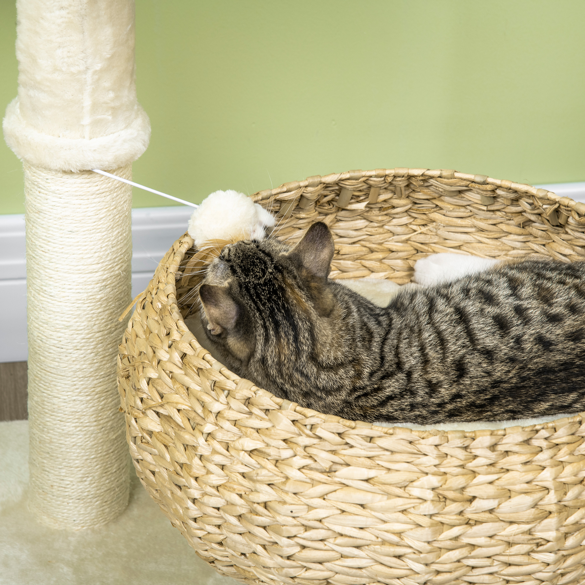 72cm Cat Tree Kitten Tower, With Sisal Scratching Post, Two Beds, Toy Ball — image 4