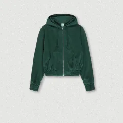 Women's Vintage Washed Distressed Zip Hoodie - Green - View 1
