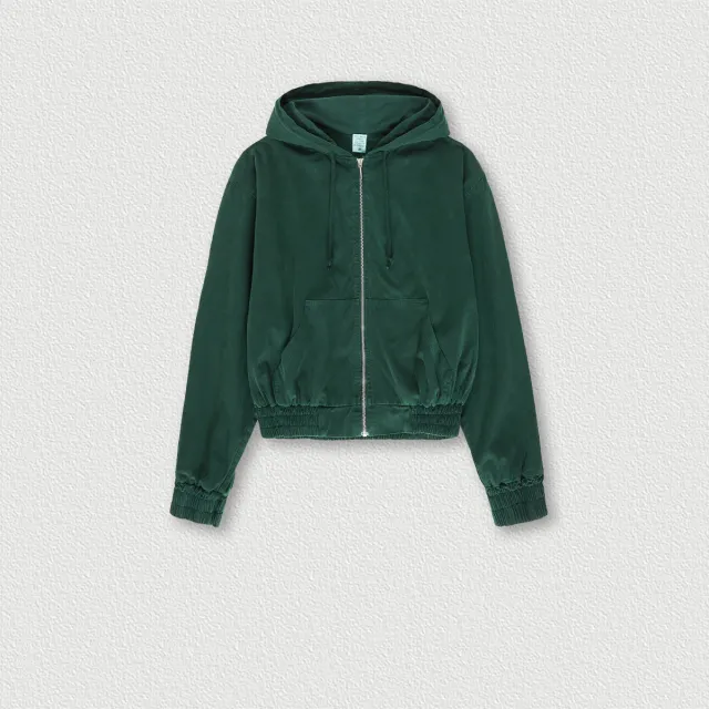 Women's Vintage Washed Distressed Zip Hoodie Green - Shop at LoveMi