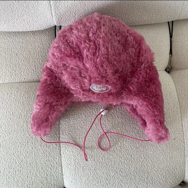 Small Crowd Color Matching Two piece Plush Lei Feng Hat Pink - Shop at LoveMi