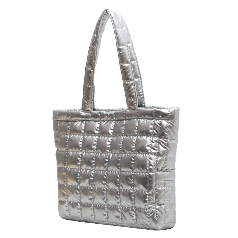 Winter Shoulder Bags Women Fashion Plaid Handbag - Silver