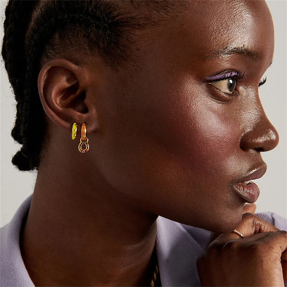 Enamel Oil Drip Earrings With Contrast Ear Buckles
