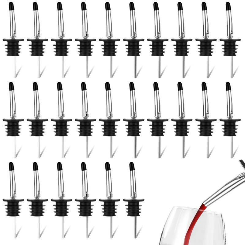 36-Piece Speed Pourers Set With Free Dust Caps, Stainless Steel Bottle Pourers For Spirits, Leakproof Tapered Spout, Bar Accessories For Home, Bar & Restaurant Use - Image 1