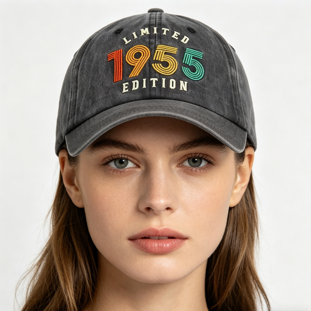 Vintage 1955 Limited Edition Baseball Cap – Retro Washed Distressed Cotton Dad Hat for Men and Women