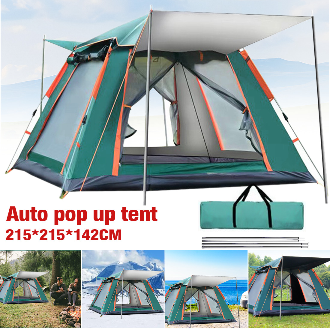 3-5 Man Automatic Instant Up Camping Tent Waterproof Outdoor Family Shelter 4