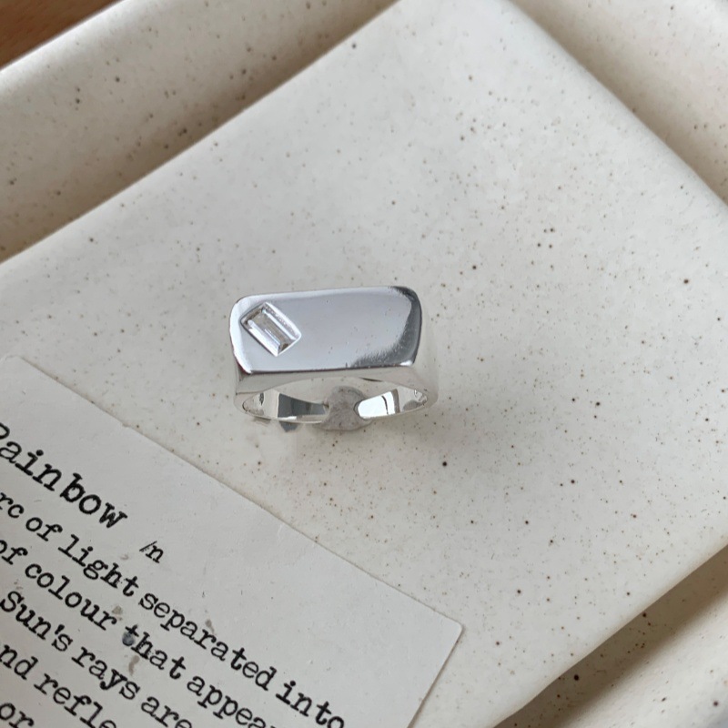Geometric Rectangular Ring For Women, Vintage Minimalist Plain Band, Unique High-End Open Adjustable Index Finger Ring