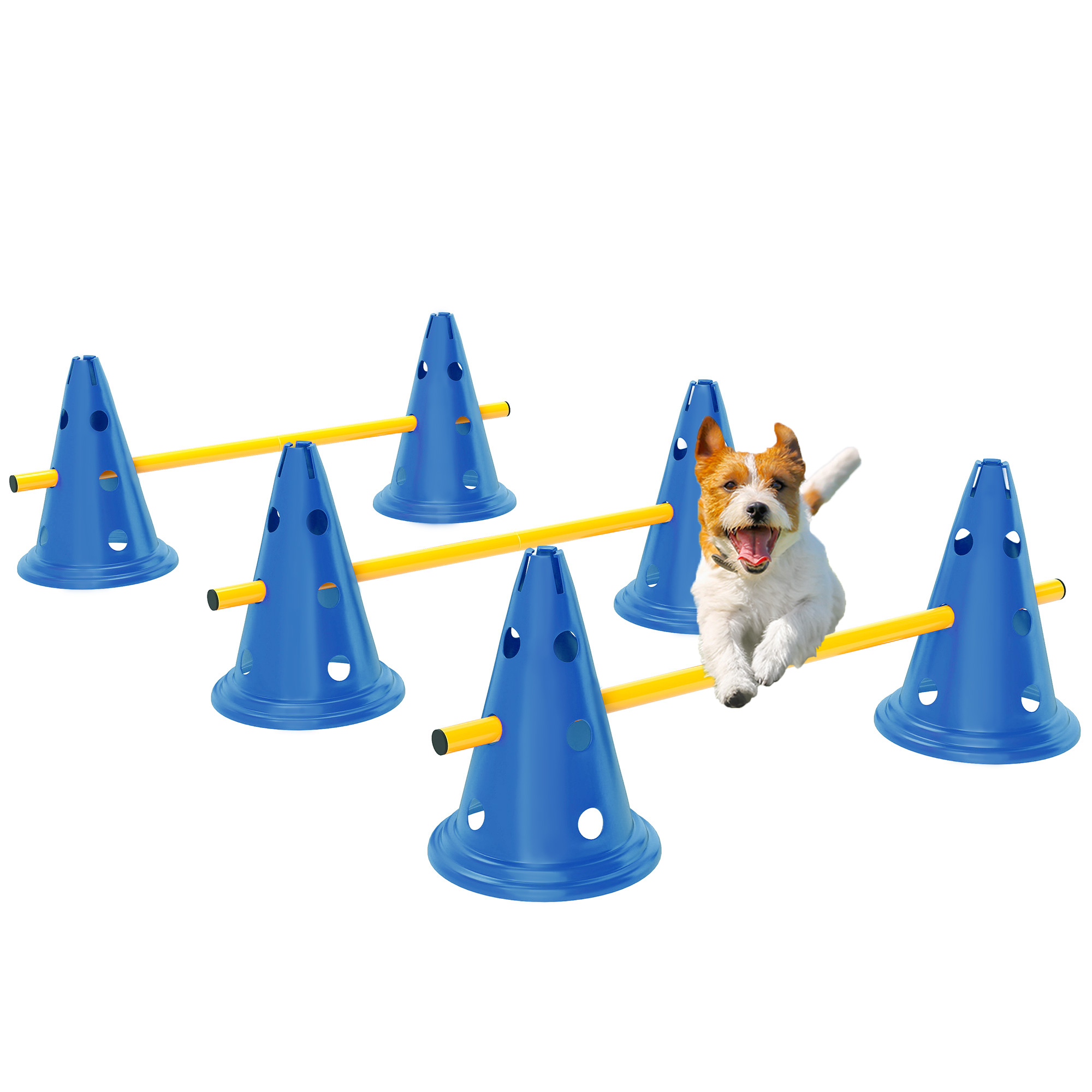 Dog Agility Equipment Set Of Six Cones, Poles With Carry Bag, Three-Piece — image 4