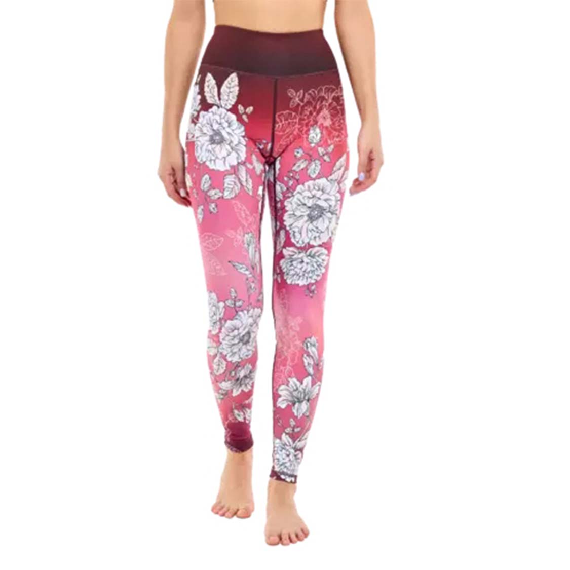 Floral Printed Yoga Pants Set. Sustainable Yoga Life Style Wear. Moisture Wicking: The lightweight yoga leggings provides comfort along with sweat absorption and drying capabilities. Giving a cool smooth feel for your fitness or casual wear. Tummy Control