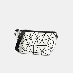Women's Fashion Geometric Lattice Shoulder Crossbody Bag - White - View 1