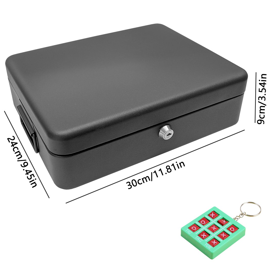 Security Lock Box Large Chest Cash Safe Keys Document Home Office — image 2