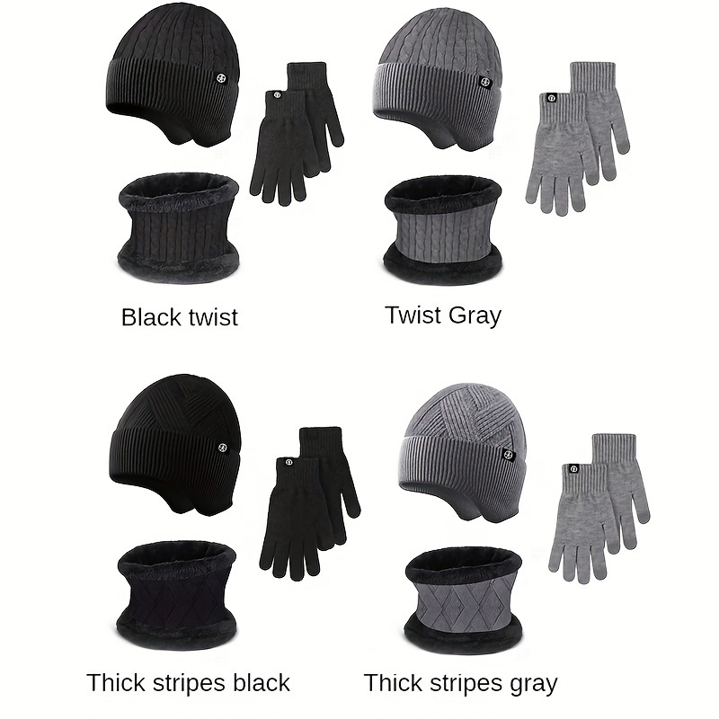 Only Self Pickup-Men's 3-piece Scarf Set --Grey