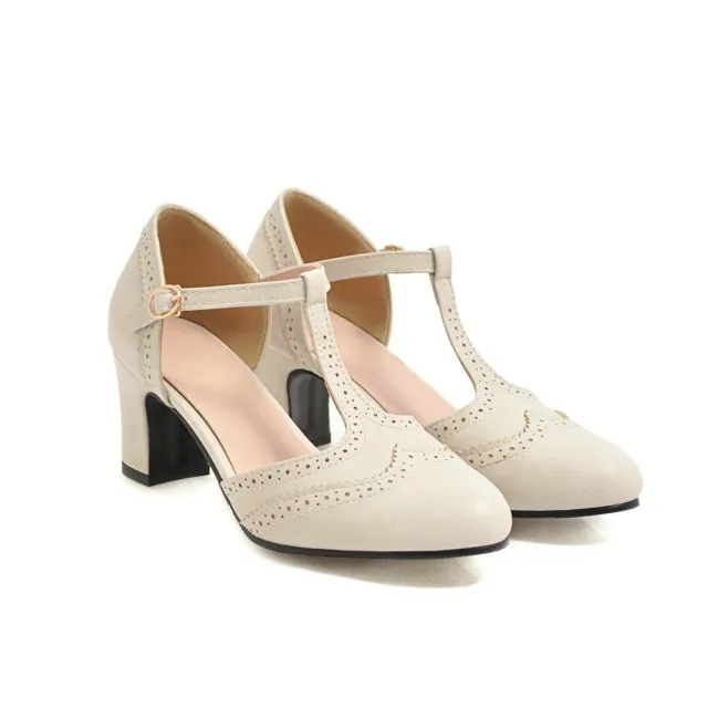 Chunky All Match Medium Heel High Pumps White - Shop at LoveMi