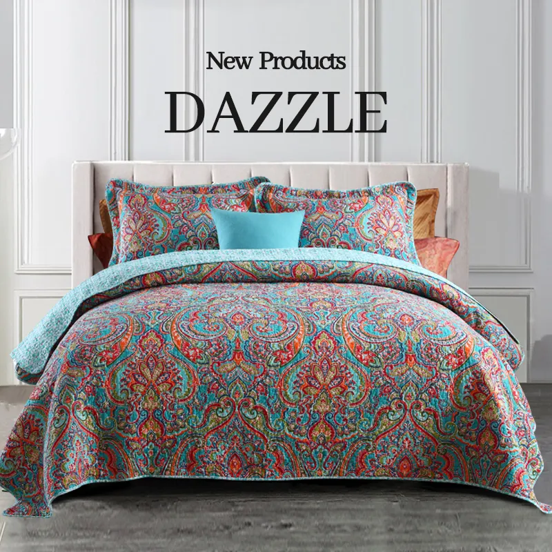 New Traditional Baroque Paisley Print Cotton Reversible