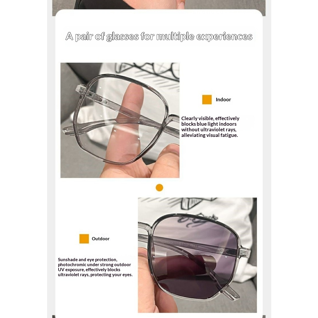Lijia Korean Version Large Frame Anti Blue Light Goggles, Internet Famous, Same Color Changing Glasses 1535-3
