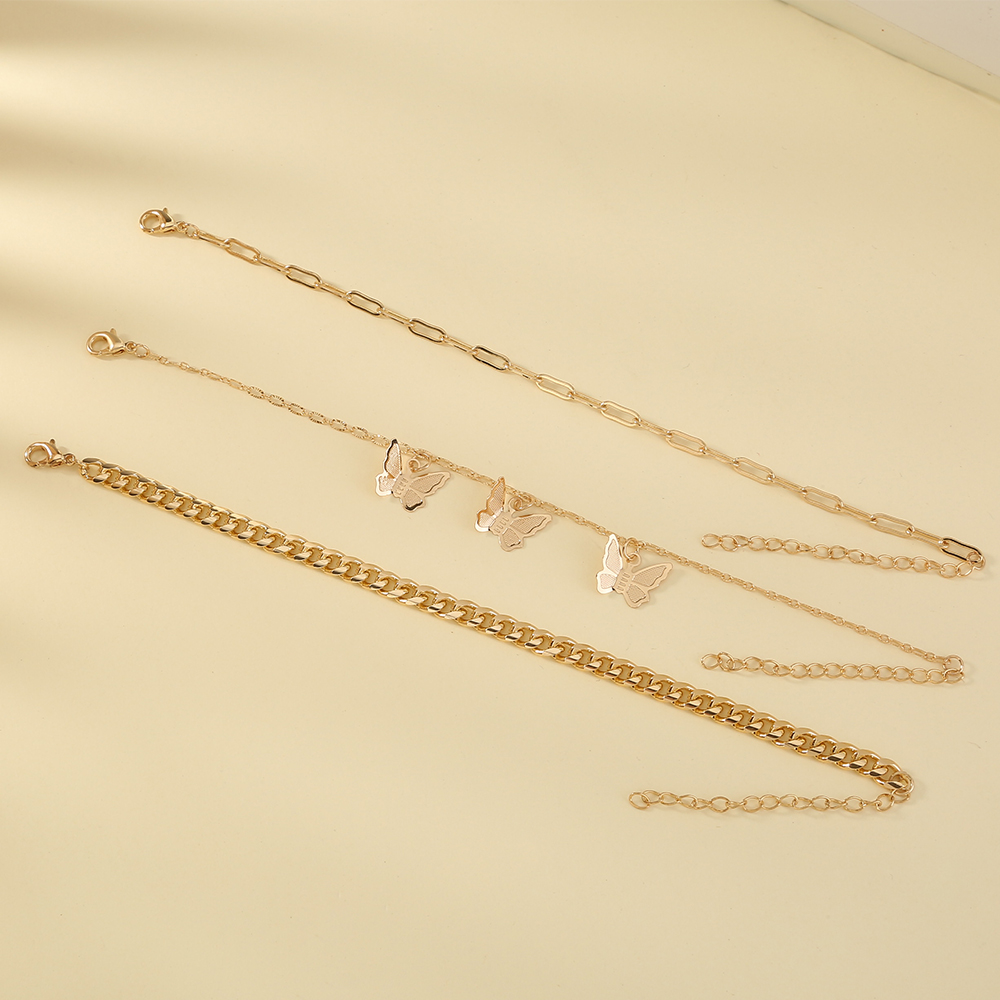 European and American cross-border hot-selling multi-layer multi-element net celebrity butterfly lattice chain, metal trend, three layered wearing bracelet