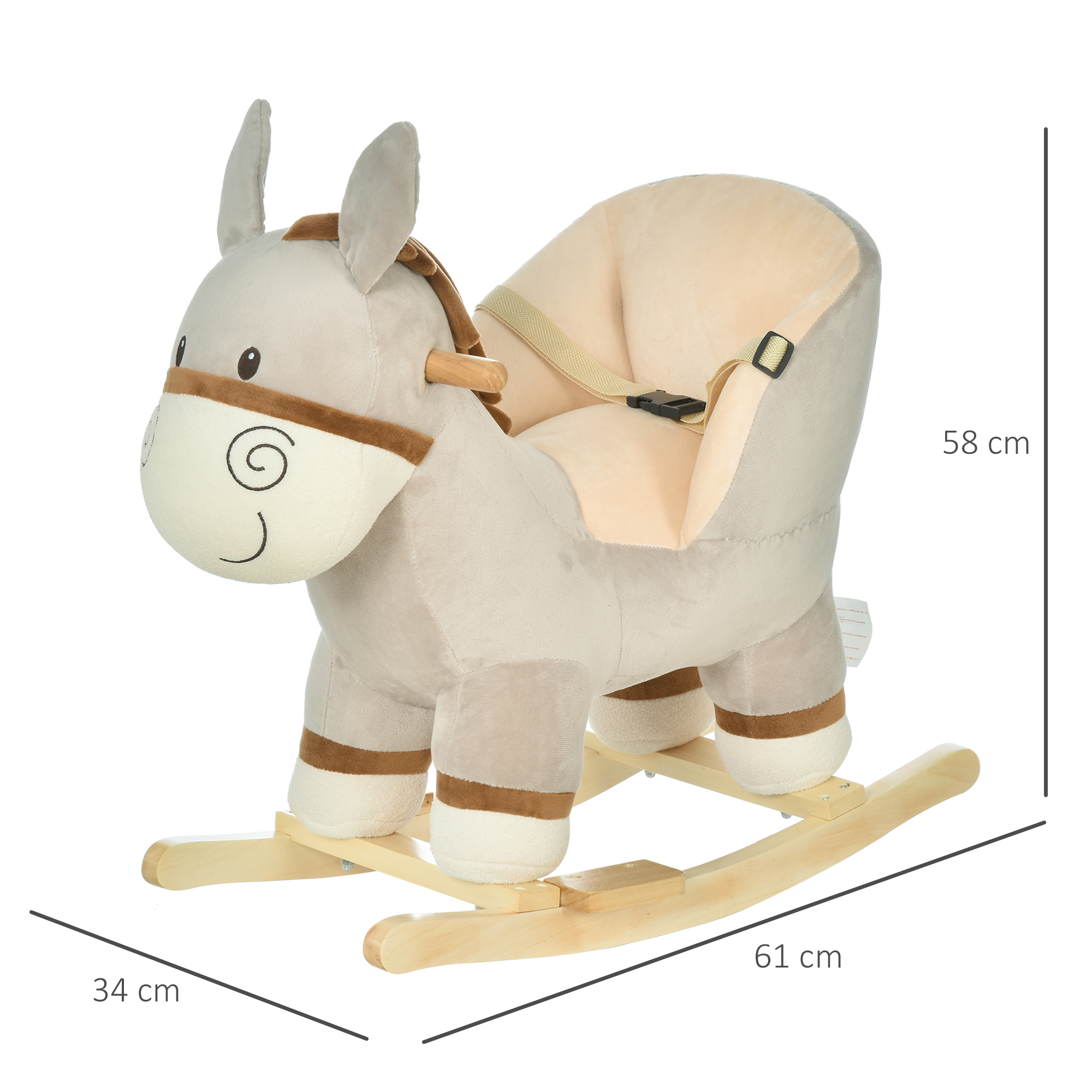 Children's Rocking Horse, Plush Donkey Shaped Riding Chair, With Sound Effects — image 4