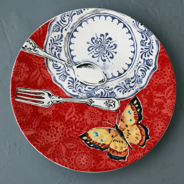Large Underglaze Color Ceramic Tableware Western Plate Flower Butterfly Plate - Shop at LoveMi