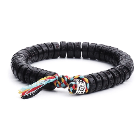 Six-word Proverbs Coconut Shell Beaded Sanskrit Bracelet