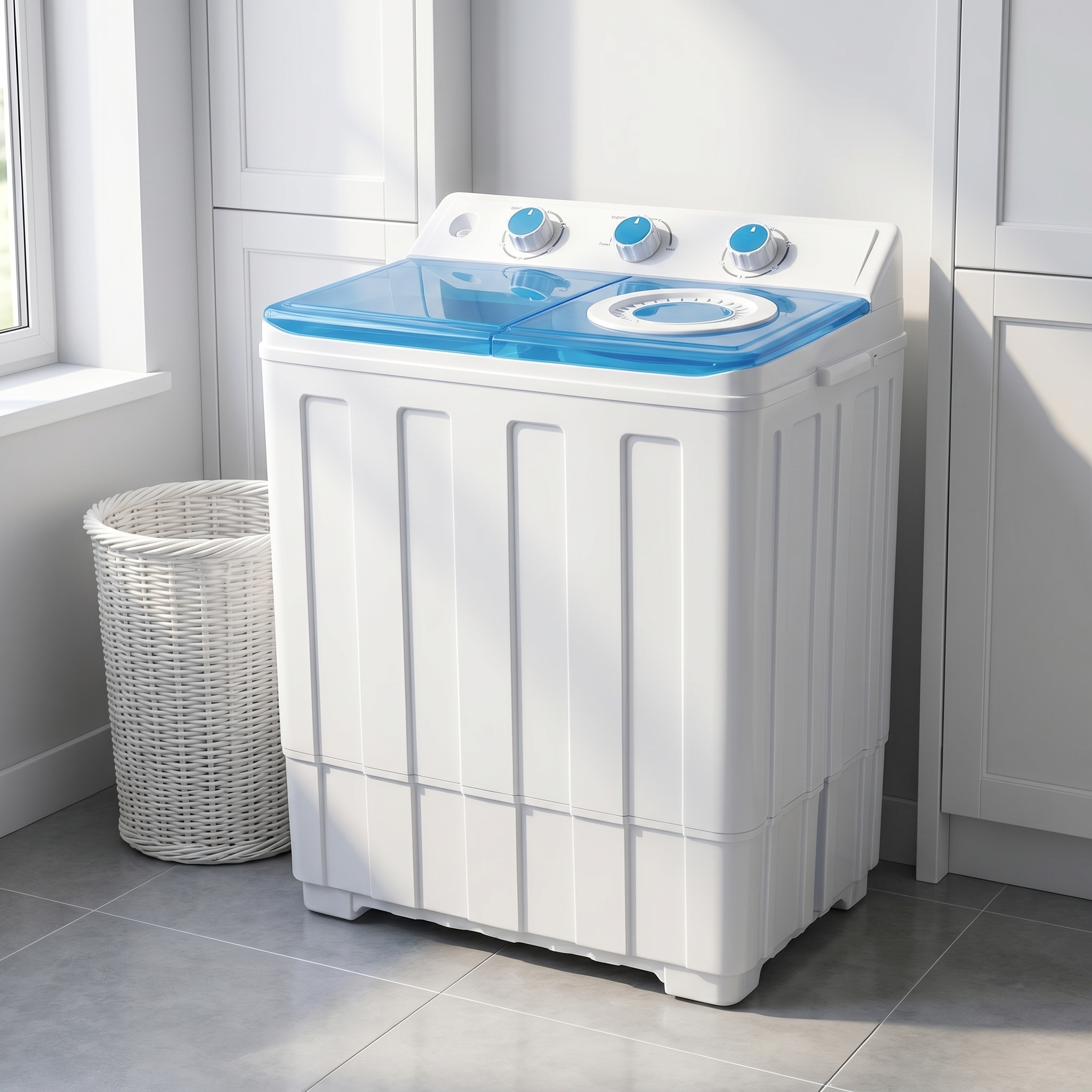 14lbs Portable Washing Machine With 9.5lbs Wash And 4.5lbs Spin, Twin Tub Washer Compact Machine With Drain Pump, Mini Portable Washer For Home, Camping, RVs, And Small Spaces, Blue