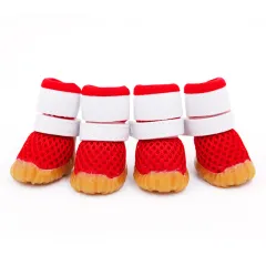 Pet Dog Breathable Sports Mesh Shoes - Red - View 1