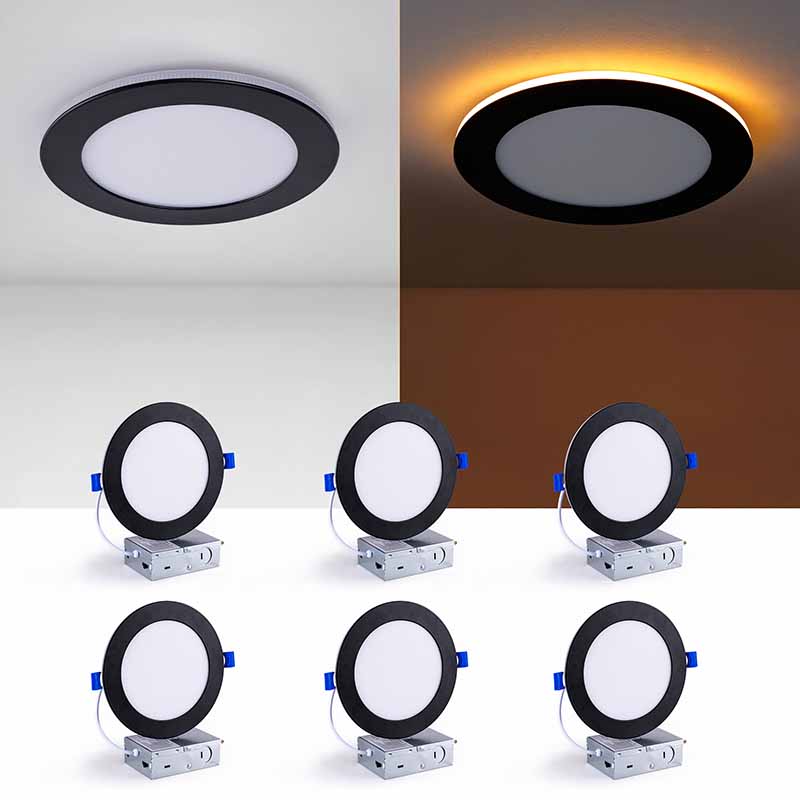 6 Pack 6 Inch Black LED Recessed Light, Dimmable, 2700K-5000K 5CCT, 1200LM High... 2