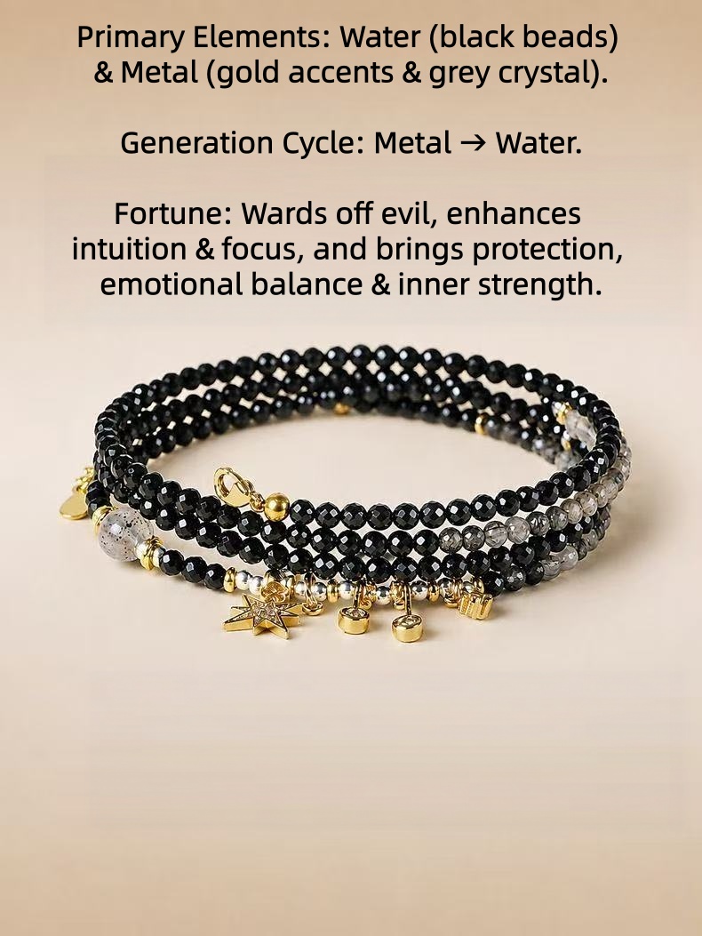 Brățară Scorpion Zodiac Obsidian Negru Piatra Lunii Lanț de Cristal Fațetat Multistrat Bijuterii cu Energie Zodiacală pentru Femei