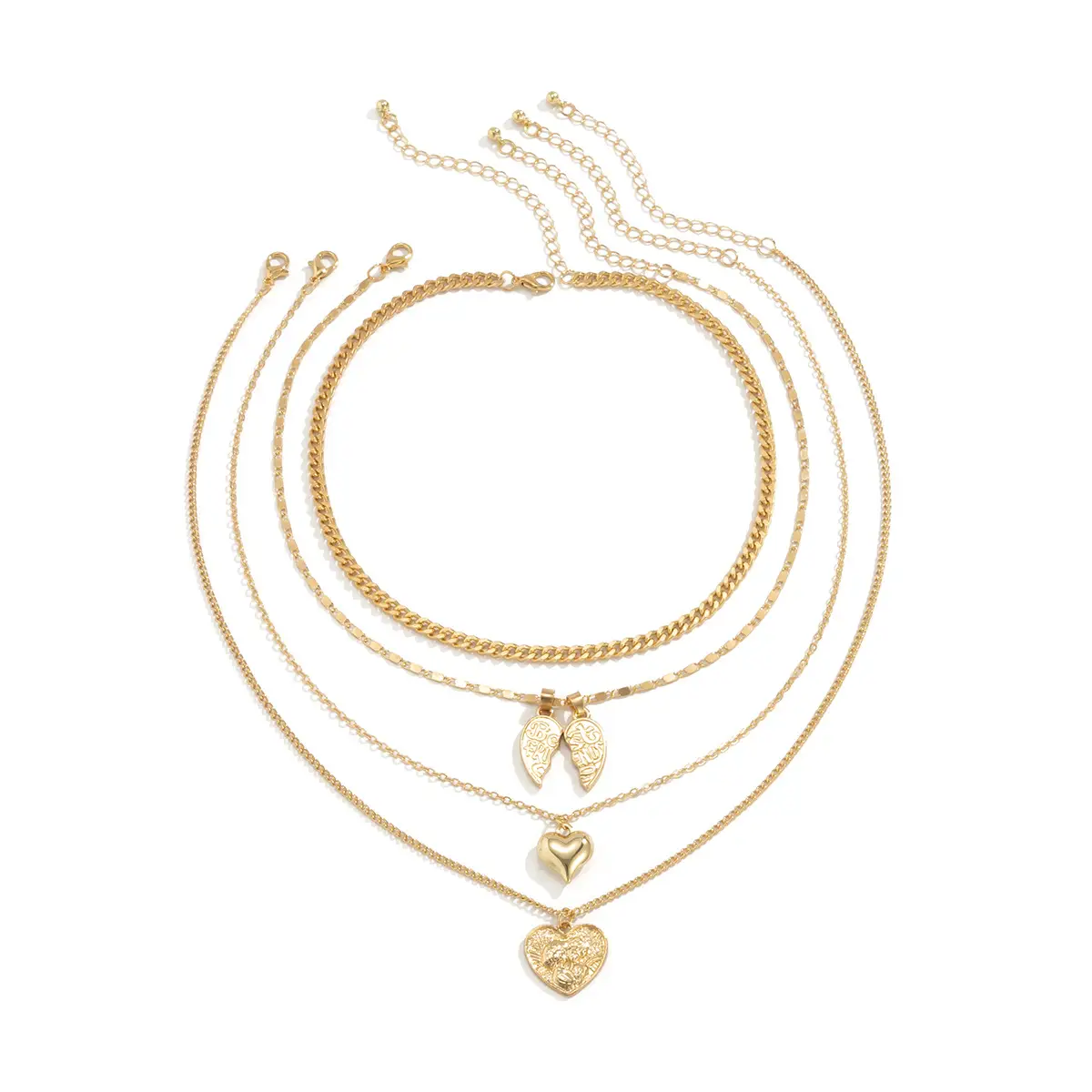 European And American Cross-border Jewelry Letter Heart Pendant Multi-layer Clavicle Necklace