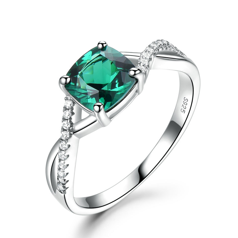 S925 Sterling Silver Emerald Ladies Ring