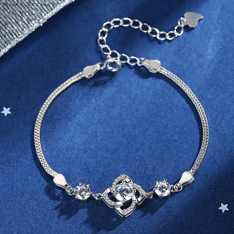 S925 Sterling Silver Four-leaf Clover New Bracelet Women