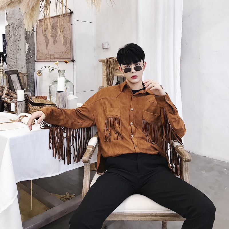 Men's Fashion Simple Fringe Shirt Top