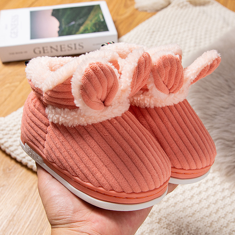 Children's Bag Heel Plus Plush Thick Warm Cotton Shoes Pink - Shop at LoveMi